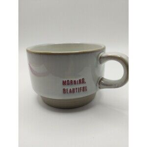 HEARTH HAND MAGNOLIA  MORNING BEAUTIFUL COFFEE MUG BEIGE STONEWARE CUP